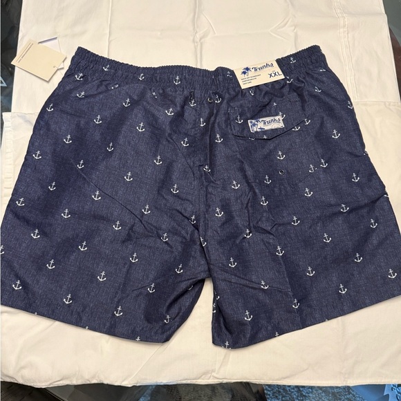 Trunks from Saks Fifth Avenue Blue and White Anchor Swim Trunks - Picture 2 of 4